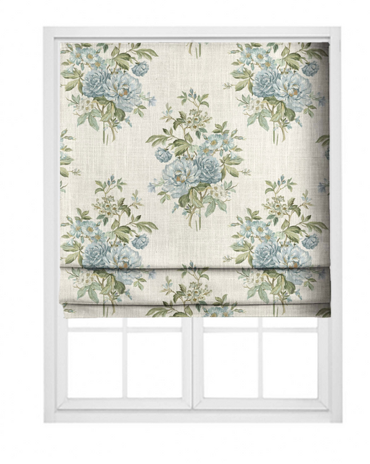 Vintage Floral Textile Fabric - Baby Blue