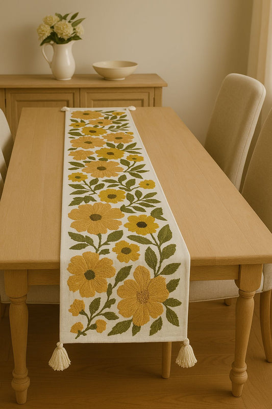 Nooraz Threadwork Floral Table Runner