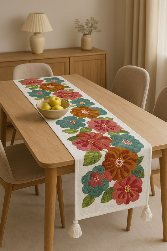 Kumud Threadwork Floral Table Runner
