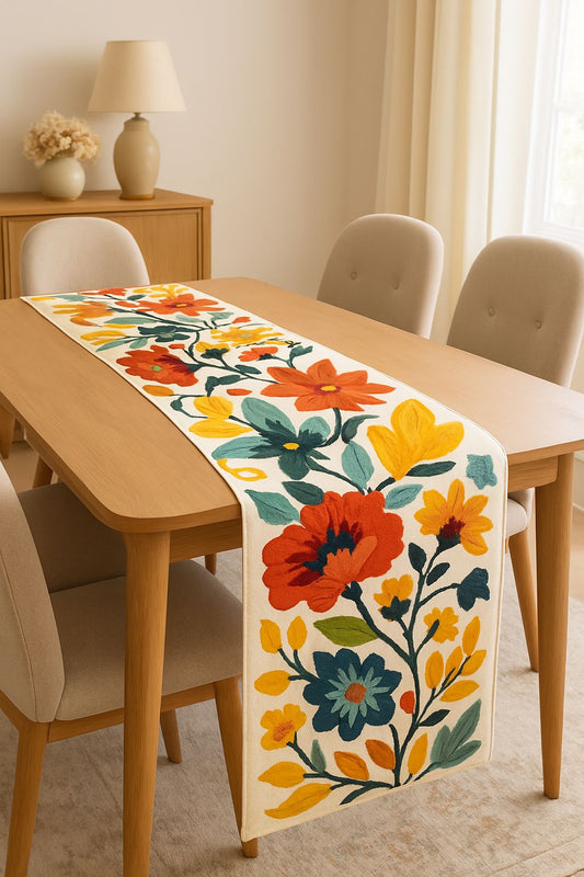 Ruhan Threadwork Floral Table Runner