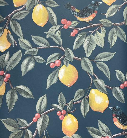 Amalfi Citrus Wallpaper - Navy
