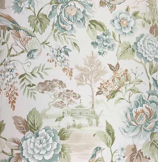 Sky Blue Chinoiserie Wallpaper