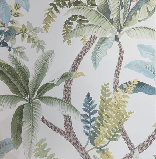 Palm Canopy Wallpaper - Coastal White