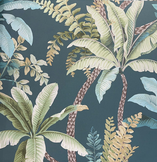 Palm Canopy Wallpaper - Deep Teal