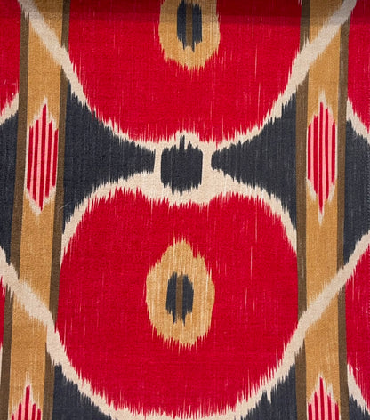 Granat Ikat Fabric - Crimson & Charcoal