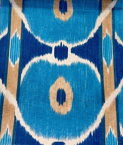 Granat Ikat Fabric - Turquoise & Navy