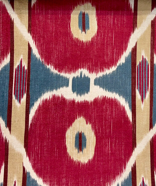 Granat Ikat Fabric - Wine & Slate Blue