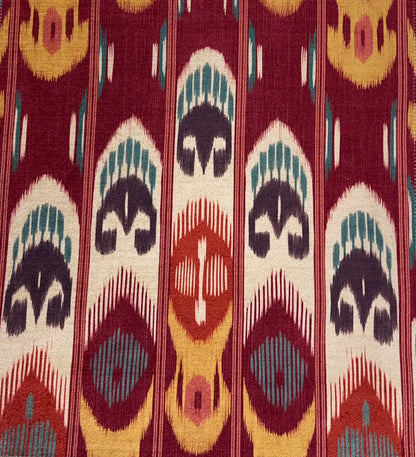 Totem Ikat Fabric - Wine Multicolour