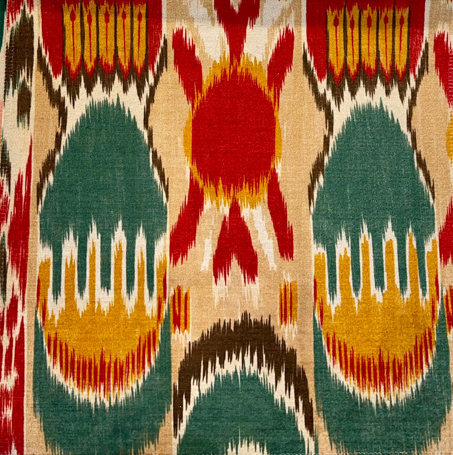 Corolla Ikat Fabric - Teal & Rust