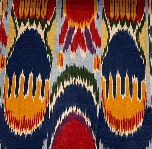 Corolla Ikat Fabric - Navy & Ochre