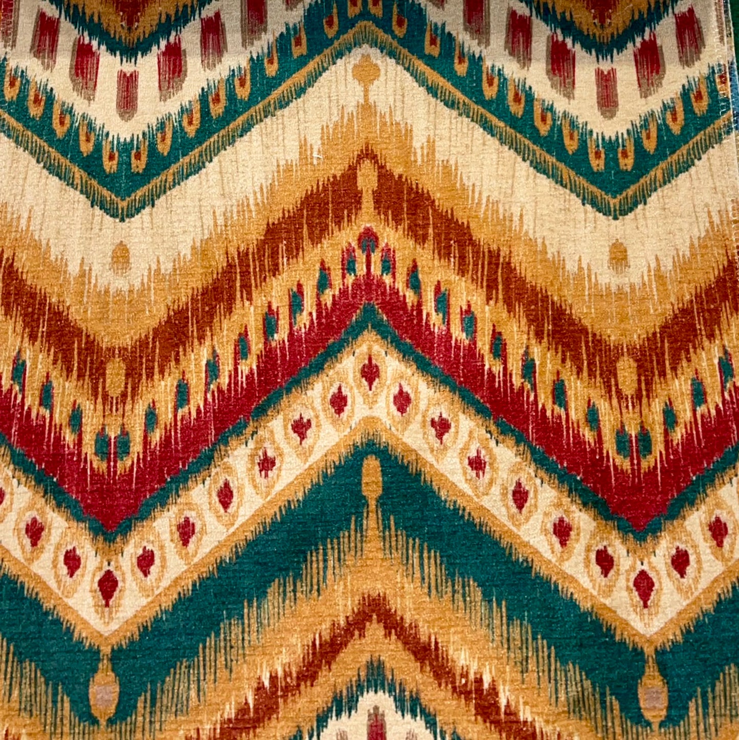 Peaks Ikat Fabric - Teal & Rust