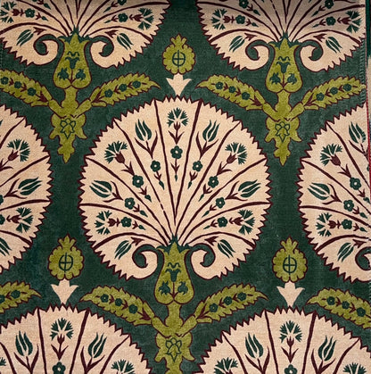 Palmette Ikat Fabric - Forest Green