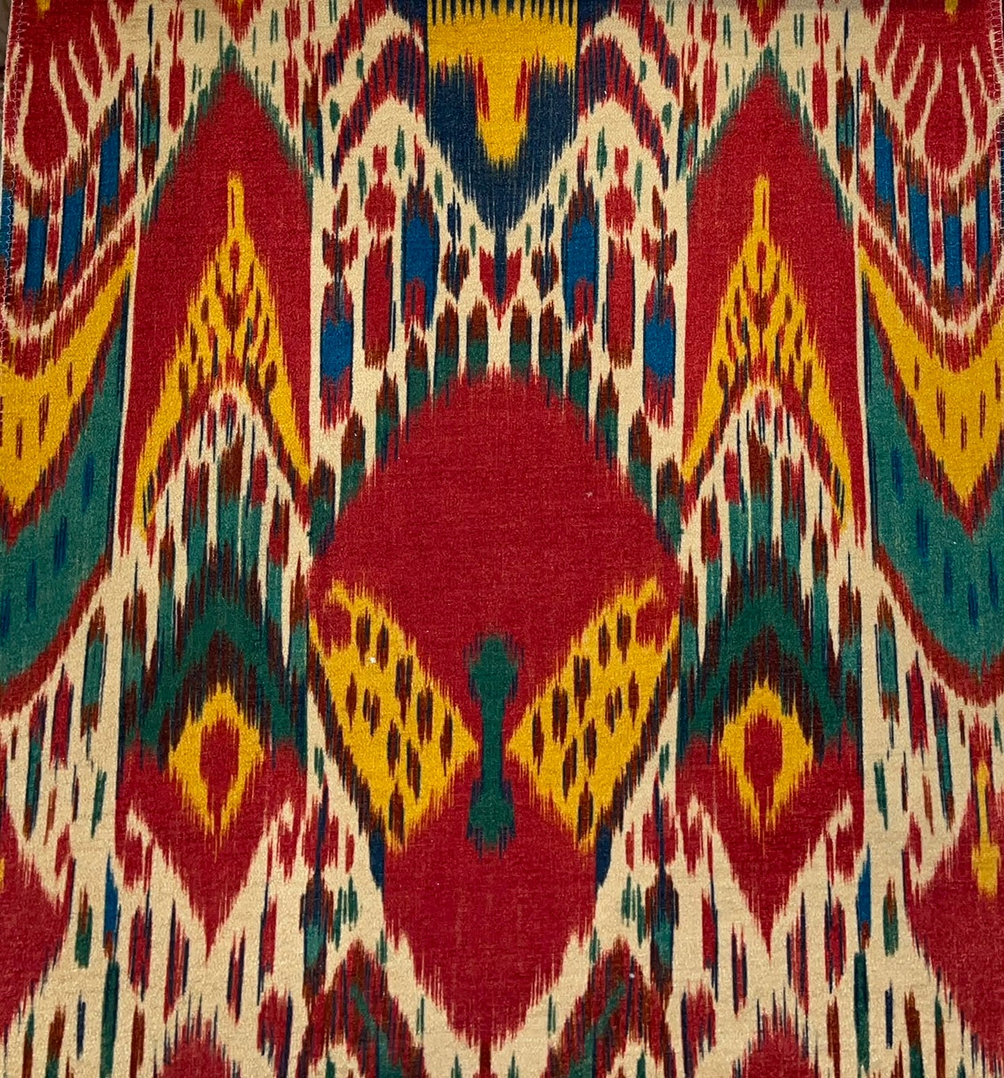 Crest Ikat Fabric - Crimson Multicolour