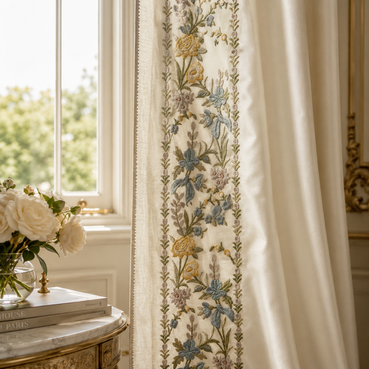 Paradise Garden Yellow Embroidered Trim