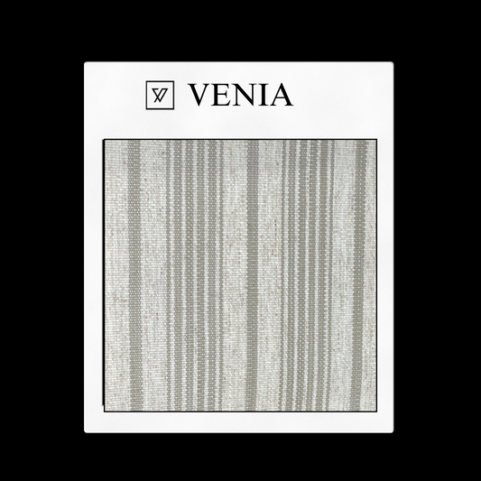 piece of curtain and upholstery fabric on a 'VENIA' monogrammed mockup