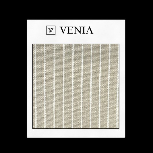 piece of curtain and upholstery fabric on a 'VENIA' monogrammed mockup