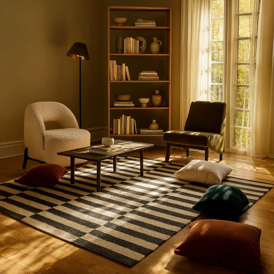 Checkmate Stripe Rug - Black & White