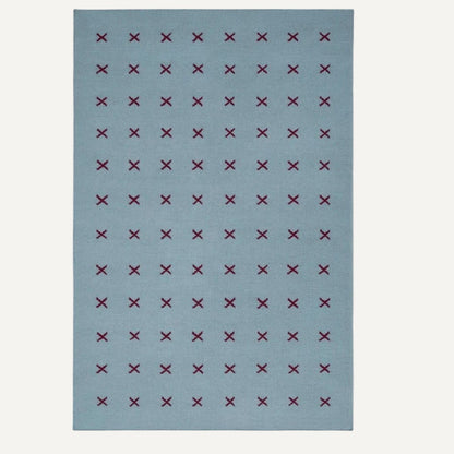 Cross Fade Rug - Blue with Red Crosses