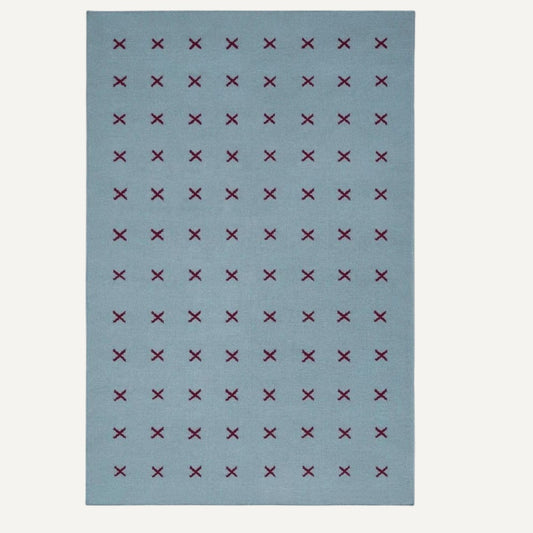 Cross Fade Rug - Blue with Red Crosses