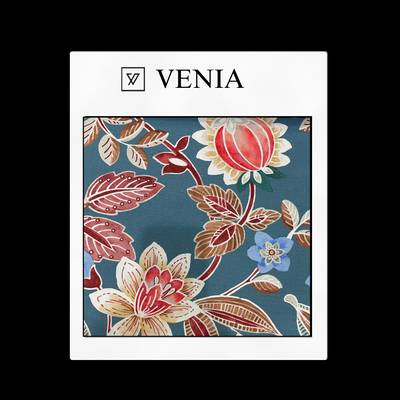 Grand Gardenia Fabric - Indigo