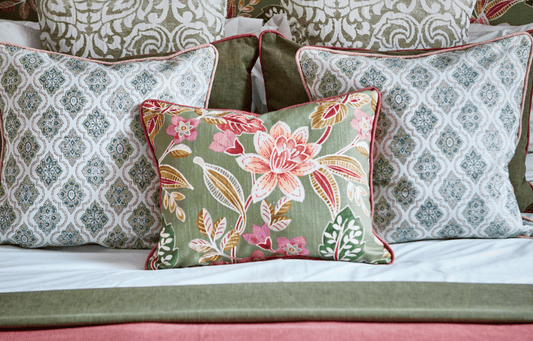 Grand Gardenia Fabric - Olive Green
