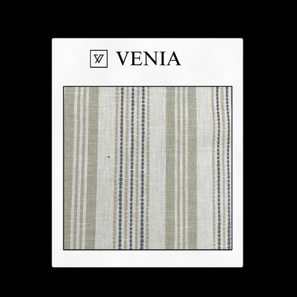 Classic green and beige striped fabric, creating a sophisticated and versatile design for curtains, blinds, cushions, and more.