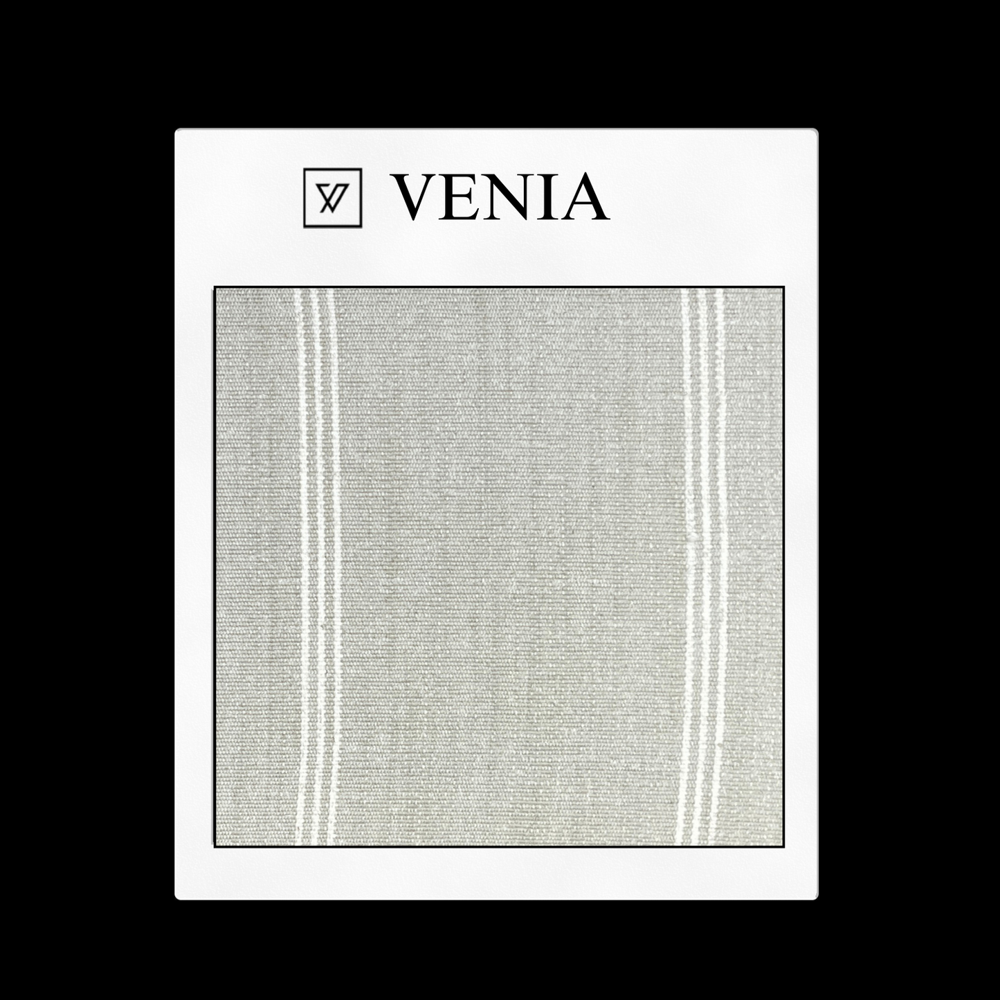 piece of curtain and upholstery fabric on a 'VENIA' monogrammed mockup