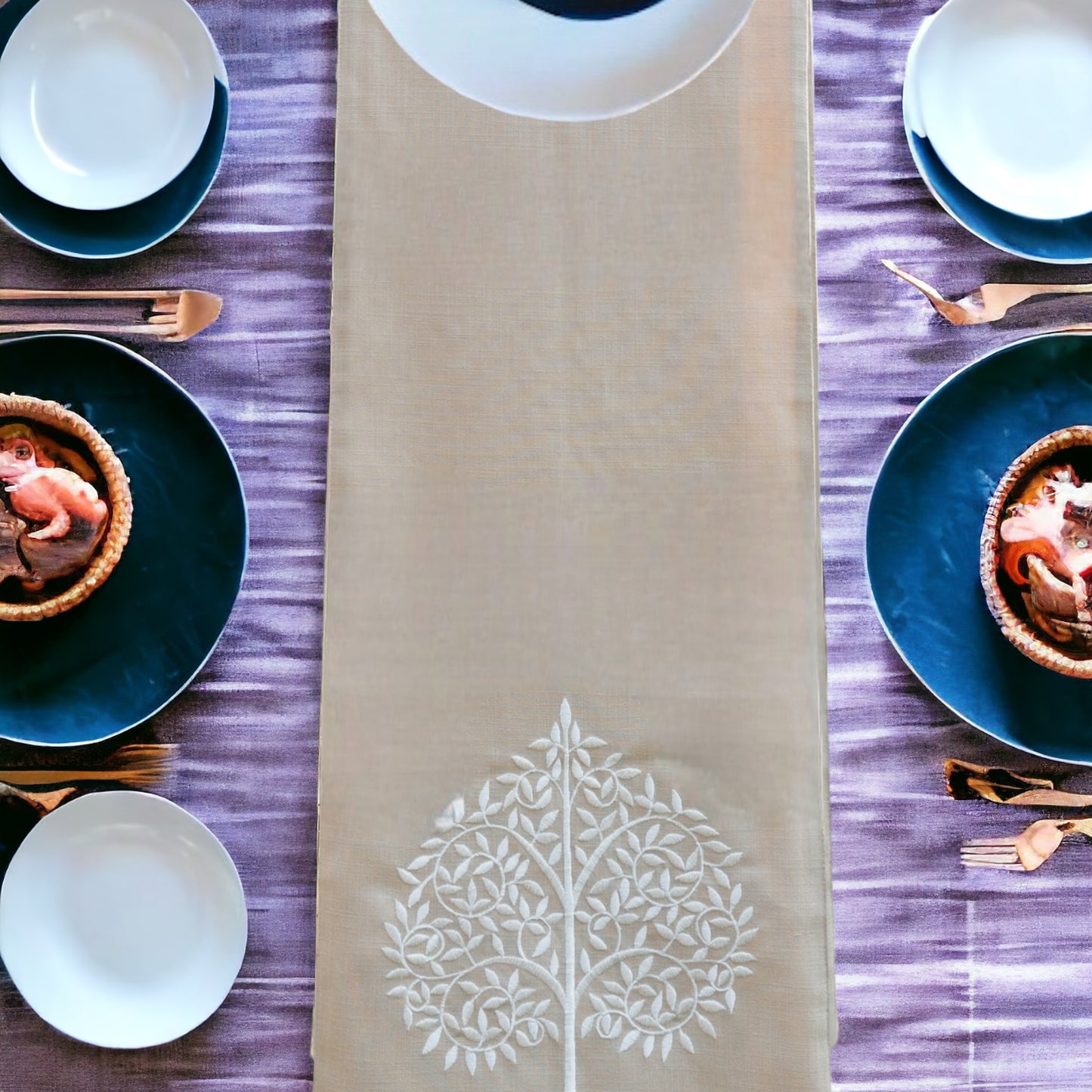 Formal table runner, placed on a dining table