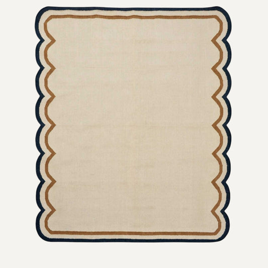 Nelly Rug - Ivory with Black & Brown Scallops