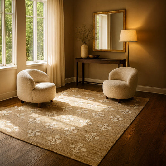 Flora Code Rug - Ivory/Beige