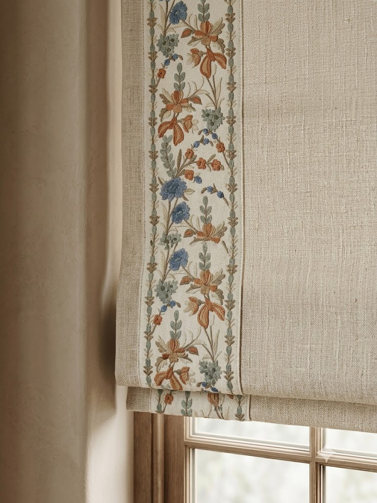 Paradise Garden Orange Embroidered Trim