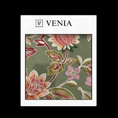 Grand Gardenia Fabric - Olive Green