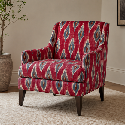 Everyday Ikat Fabric - Crimson & Slate