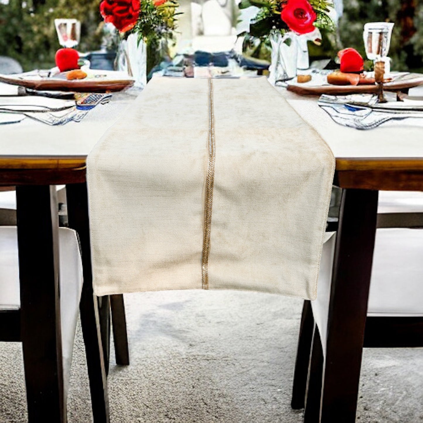 Formal table runner, placed on a dining table