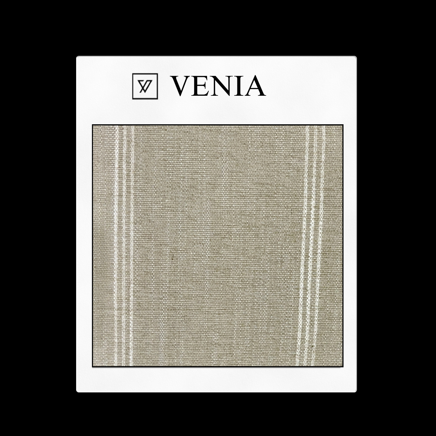 piece of curtain and upholstery fabric on a 'VENIA' monogrammed mockup