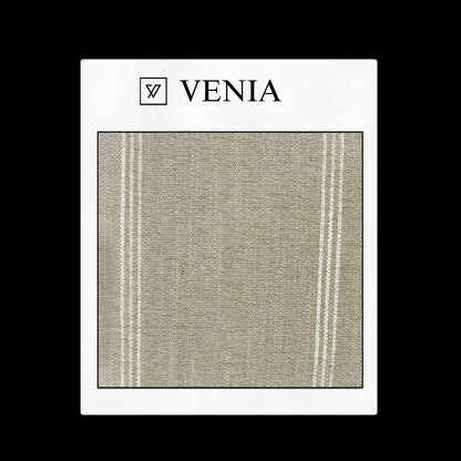 piece of curtain and upholstery fabric on a 'VENIA' monogrammed mockup