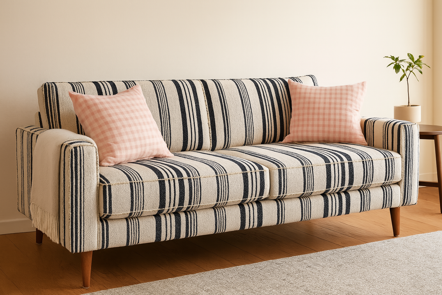 Abstract rhythm stripe black and white fabric styled detail