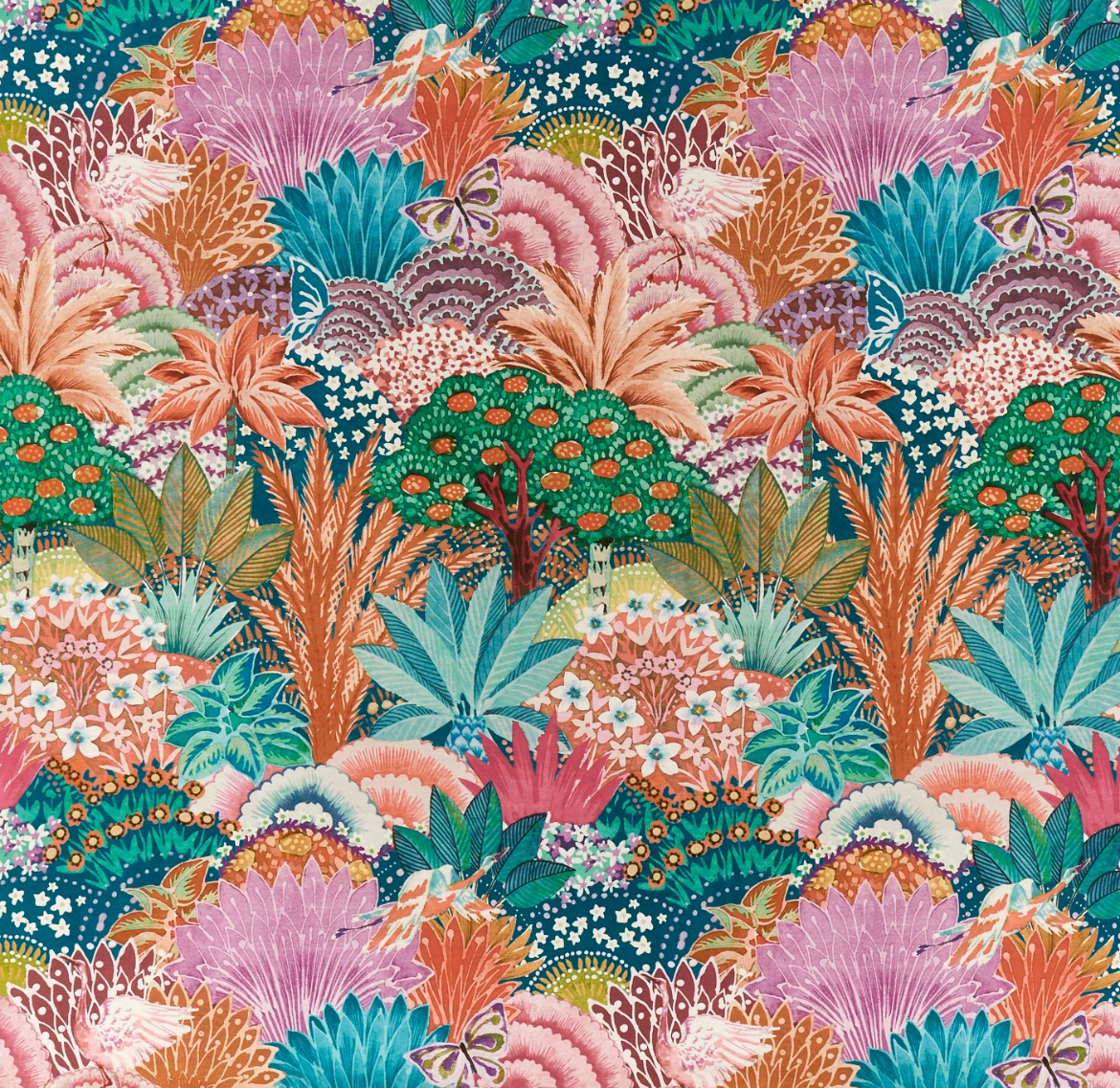 Close-up detail of amber palm fabric