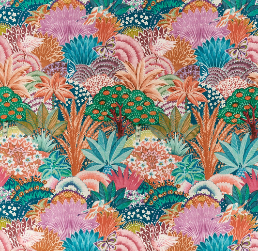 Close-up detail of amber palm fabric