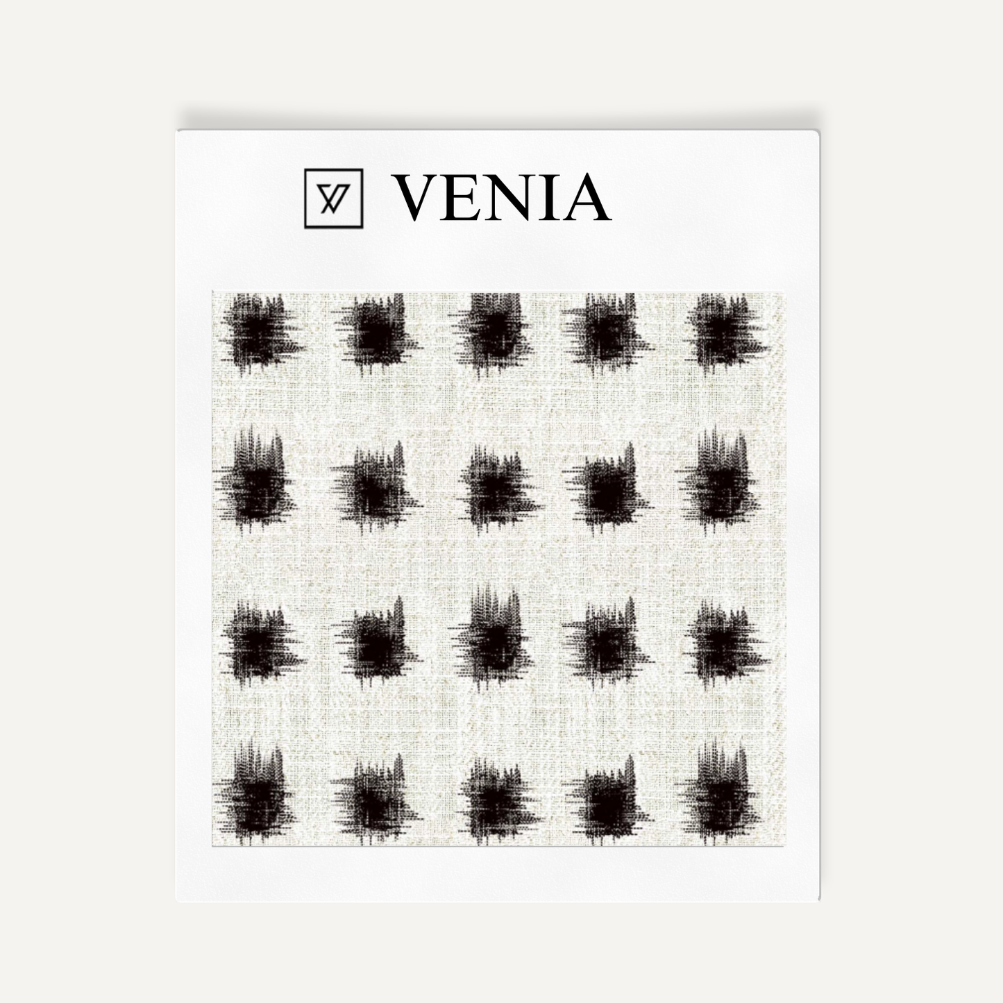 Ivory and black atelier dot upholstery fabric swatch by Venia Home