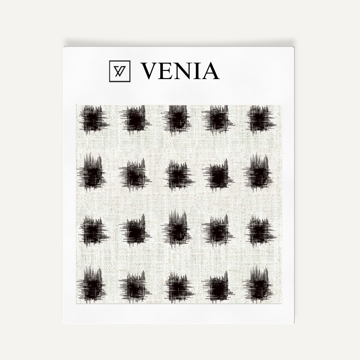 Ivory and black atelier dot upholstery fabric swatch by Venia Home