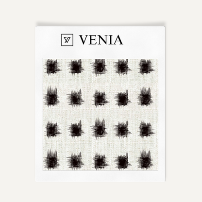 Ivory and black atelier dot upholstery fabric swatch by Venia Home