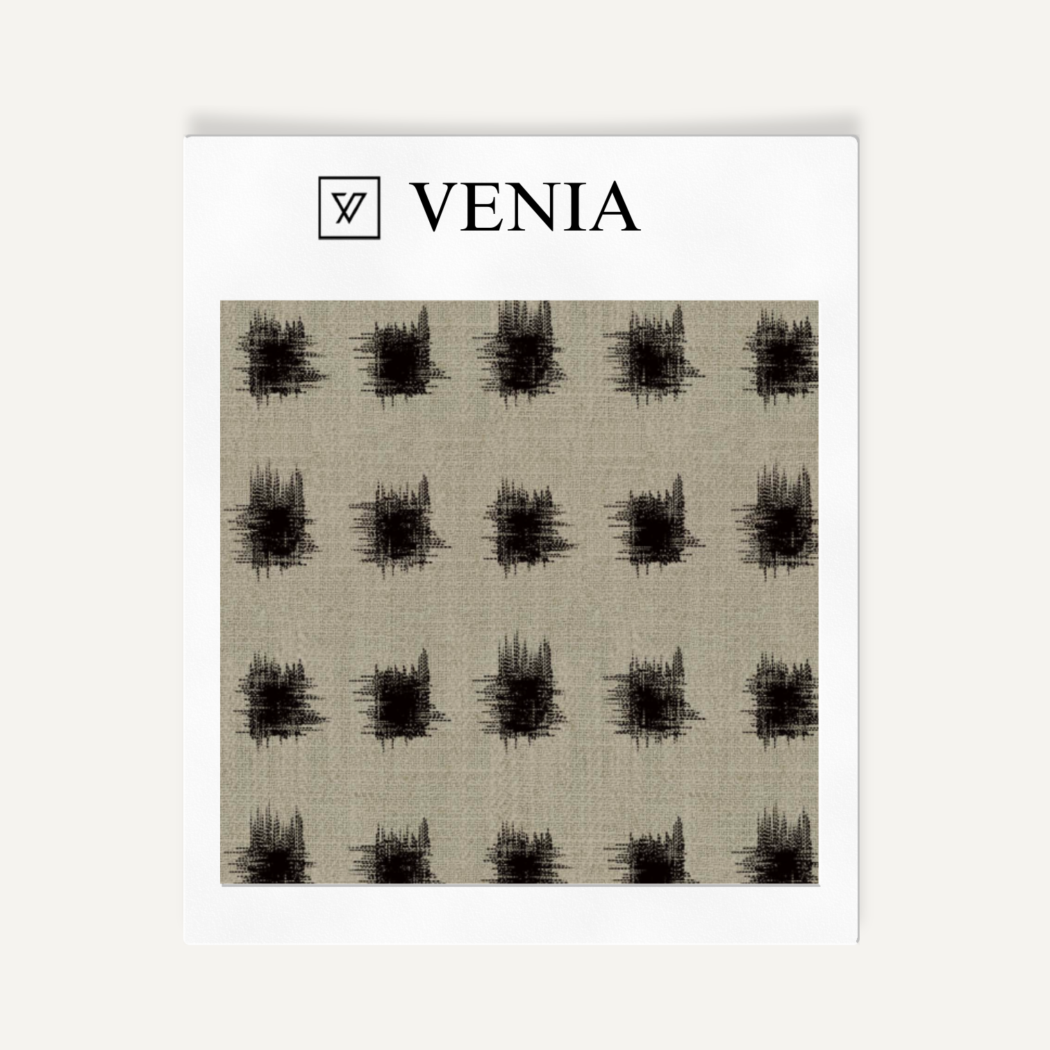 Taupe and black atelier dot upholstery fabric swatch by Venia Home