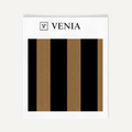 Black and camel atelier stripe velvet upholstery fabric swatch by Venia Home