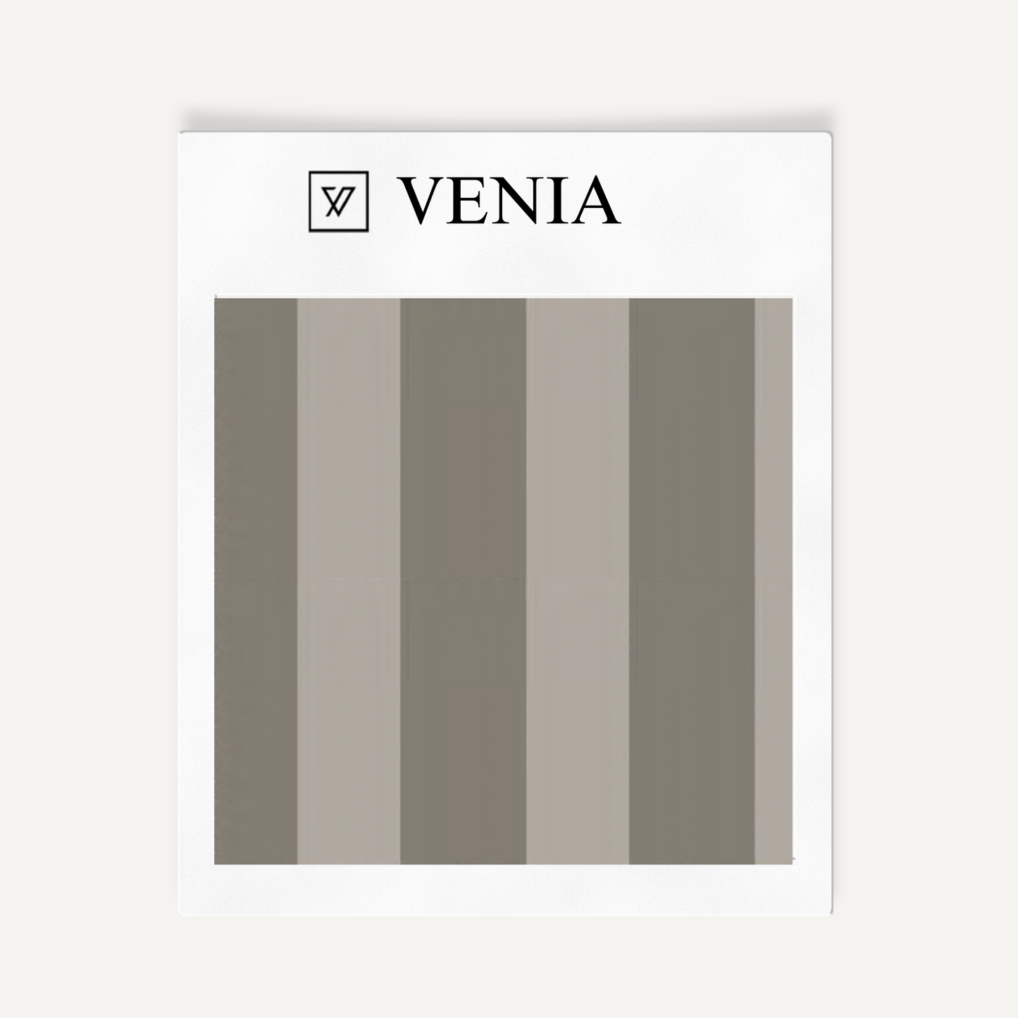 Greige mix atelier stripe velvet upholstery fabric swatch by Venia Home