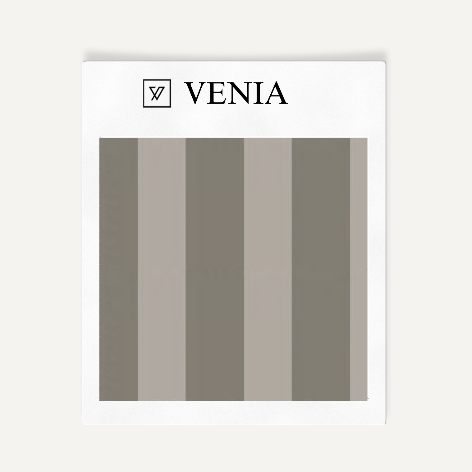 Greige mix atelier stripe velvet upholstery fabric swatch by Venia Home