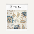 Cobalt autumn orchard upholstery fabric swatch by Venia Home