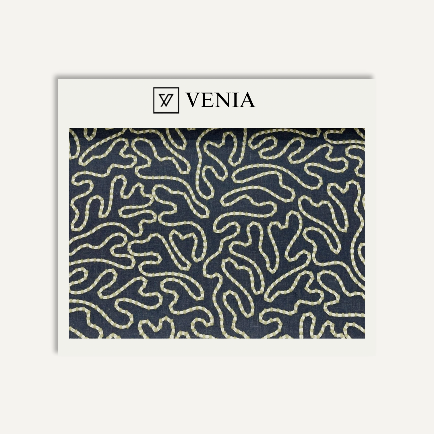 Indigo beaded loop upholstery fabric swatch by Venia Home
