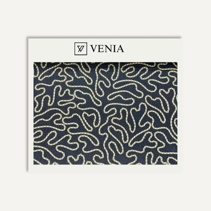 Indigo beaded loop upholstery fabric swatch by Venia Home