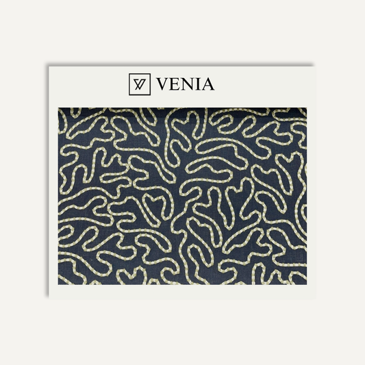 Indigo beaded loop upholstery fabric swatch by Venia Home